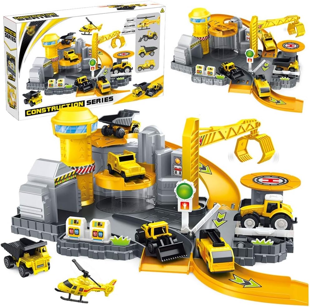 YRE Kids DIY Assembling Track Toys, Analog Engineering car Parking Track Stitching Puzzle Toys, Birthday Gifts