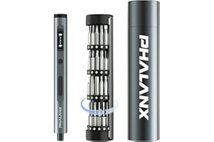 PHALANX Mini 3.7V Electric Screwdriver - Precision Screwdriver Set with 60-in-1 Magnetic Bits, Magnetic Rotatable Rack, 5/32''Hex, Electric Screw Driver Cordless for Phone, Camera, Laptop, Watch