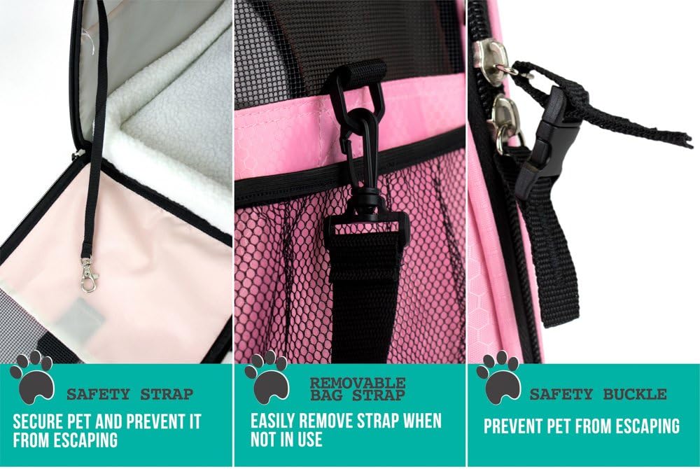 PetAmi Premium Airline Approved Soft-Sided Pet Travel Carrier | Ideal for Small - Medium Sized Cats, Dogs, and Pets | Ventilated, Comfortable Design with Safety Features (Large, Pink) : Pet Supplies