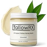 100% Grass-Fed Beef Tallow for Skin – Whipped Tallow Honey Balm, Pure & Organic Moisturizer for Face & Body with Manuka Honey, Jojoba & Calendula – Deep Hydration & Soothing (4 oz, Unscented)