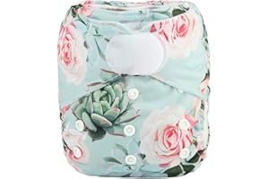 SIGZAGOR Baby Pocket Cloth Diaper Nappy Hook and Loop for Girls (Succulent Roses)