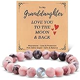Tirdkid Gifts for Mom/Wife/Daughter/Granddaughter Natural Stone and Love Moonstone Bracelet for Women Birthday Mothers Day Thanksgiving Christmas Gifts