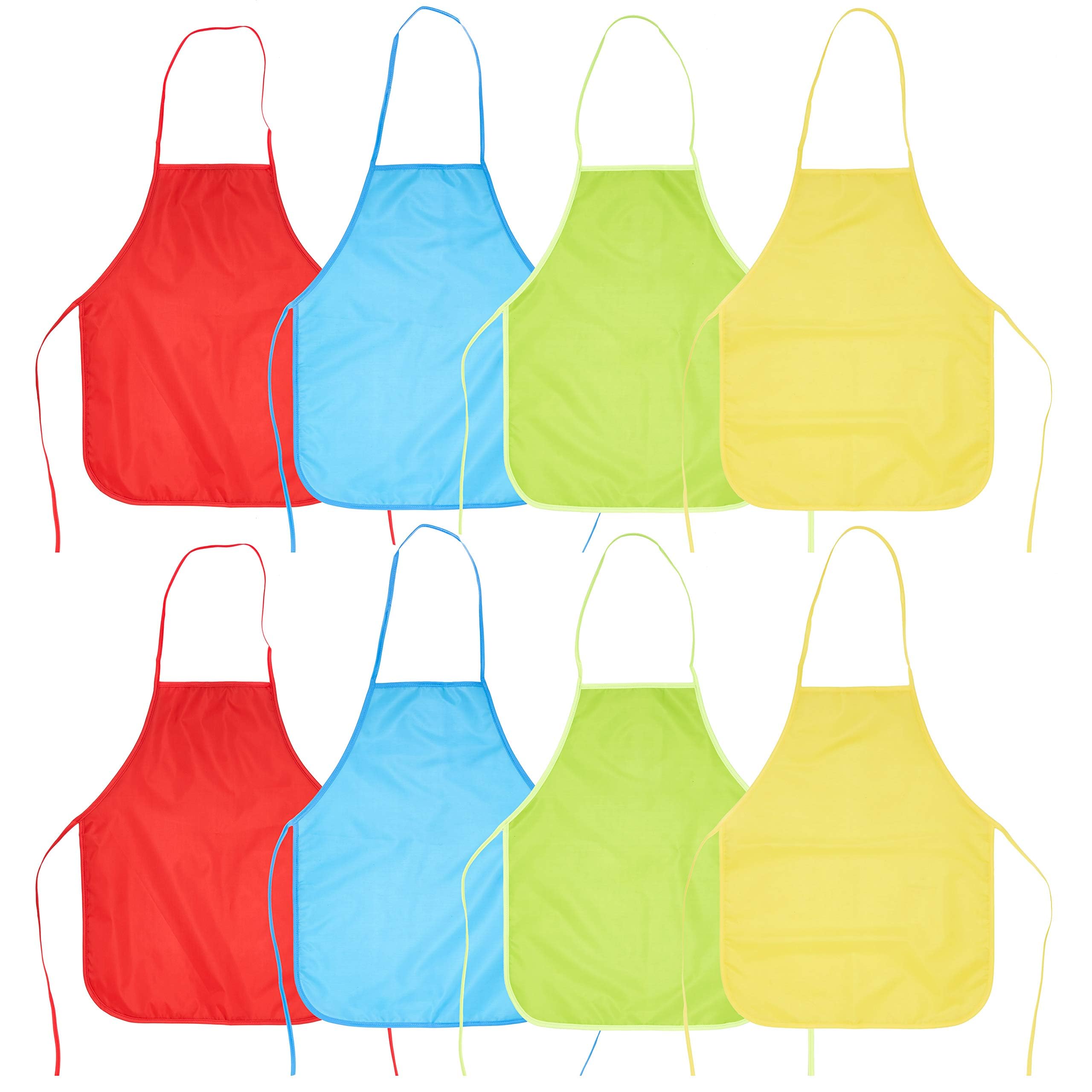 THE TWIDDLERS - 8 Kids Waterproof Aprons, Adjustable & Washable for Cooking, Baking, Painting & Crafts, Ages 3-7 Children's Apron in Assorted Colours