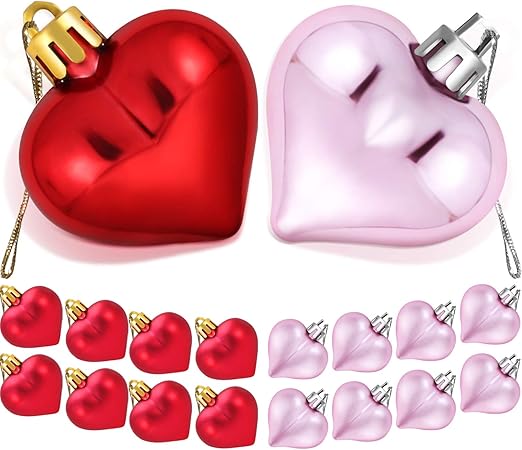 Amazon Com Tecunite 36 Pieces Heart Baubles Heart Shaped