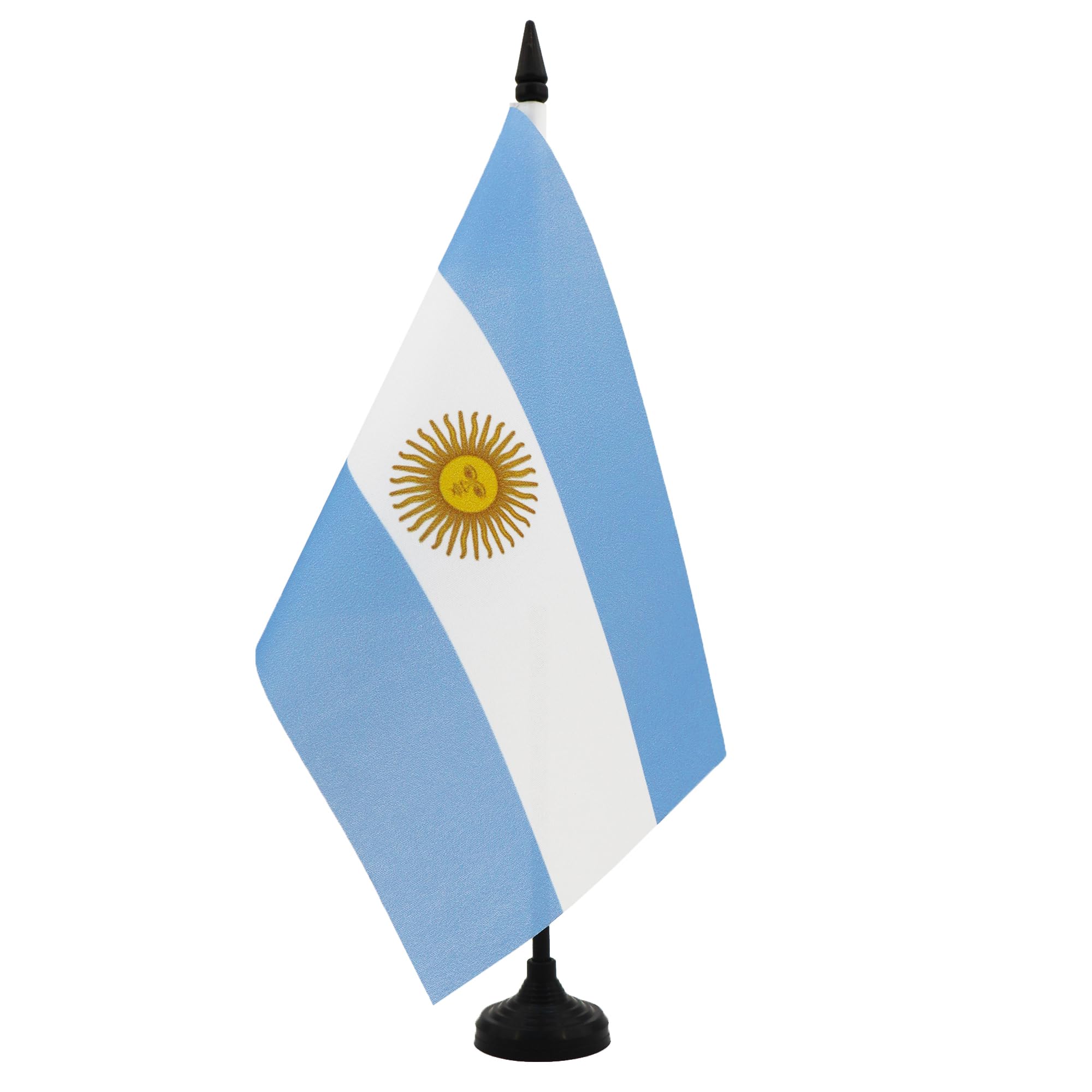 AZ FLAG Argentina Table Flag 5'' x 8'' - Argentine Office Decoration 100% Polyester 21 x 14 cm - Mini Desk Flag with Pole and Black Plastic Base