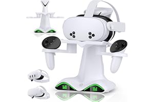 Vertical Charging Dock for Meta Quest 2/3/3S, DXKK Quest 3 Charging Station with Smart LED Light, 15W Adapter, Storage Oculus Controllers & 4 Pack Rechargeable Batteries