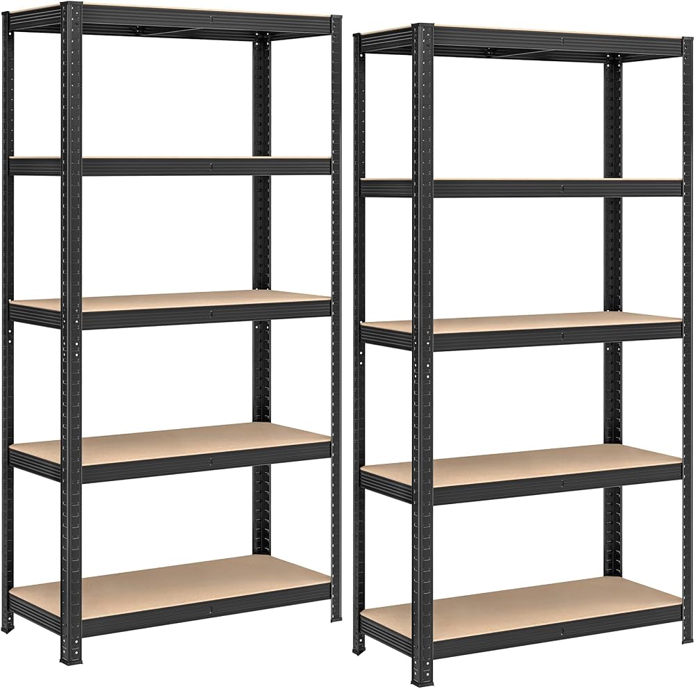 SONGMICS GLR040B02 Set of 2 Heavy Duty Shelving Units 40 x 90 x 180 cm Black