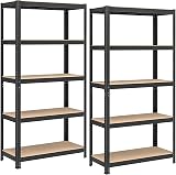 SONGMICS GLR040B02 Set of 2 Heavy Duty Shelving Units 40 x 90 x 180 cm Black