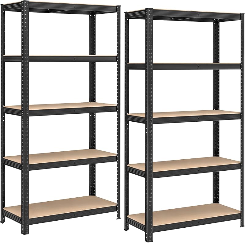 SONGMICS GLR040B02 Set of 2 Heavy Duty Shelving Units 40 x 90 x 180 cm Black