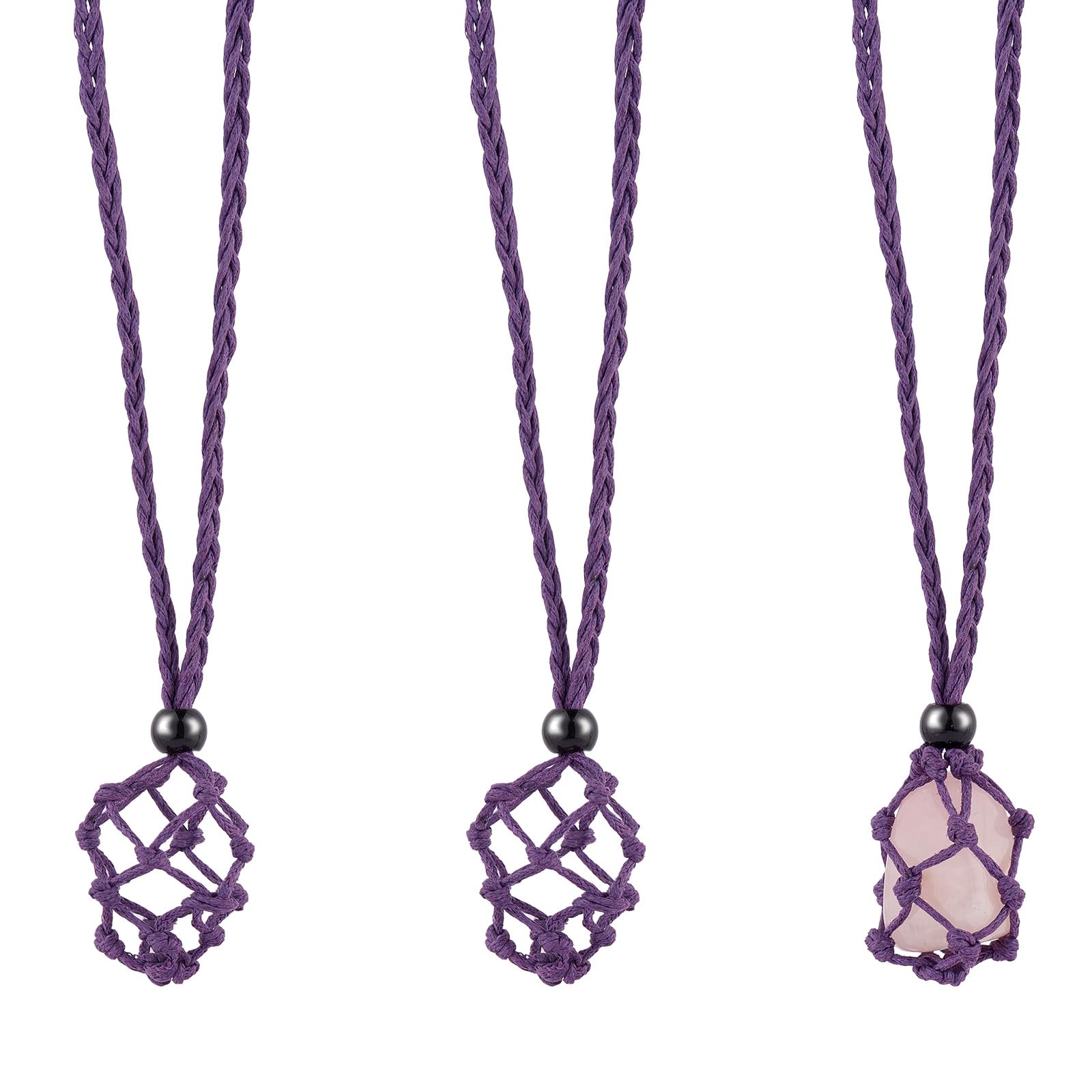 WEWAYSMILE 2 Pieces Crystal Necklace Holder, Necklace Cord Stone Holder, Cord Empty Stone Holder, for Pendant Necklace Jewelry Making, 30 inch(760mm)