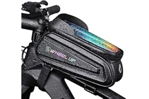 GFFG Bike Phone Front Frame Bag Reflective Rack Bicycle with Touch Screen Holder Case Storage Waterproof Road Zipper Mountain