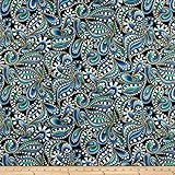 Benartex Cat-I-tude 2 PurrFect Together Paisley Swirl Bue Blue, Fabric by the Yard