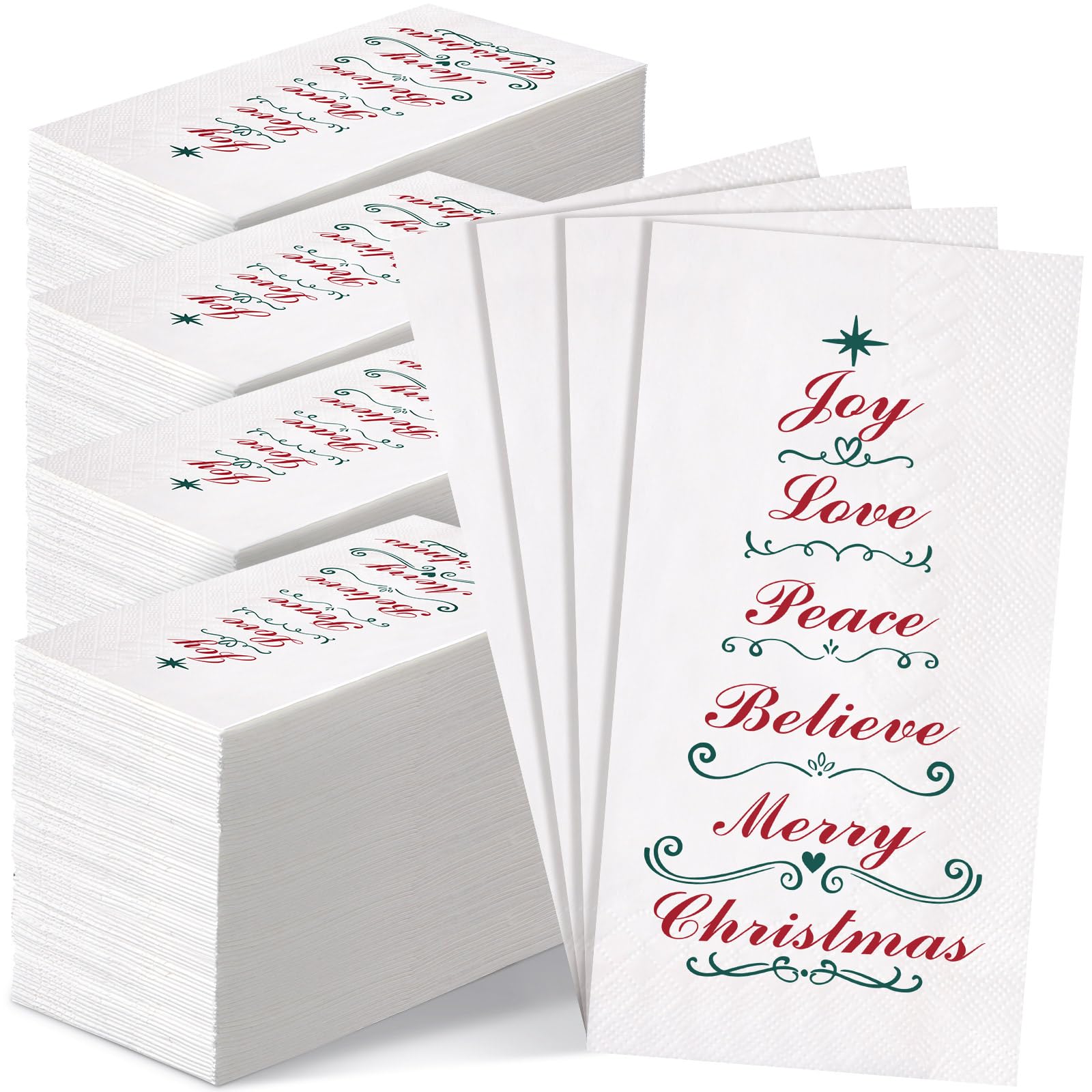 Photo 1 of 200 Pcs Christmas Guest Napkins Disposable Xmas Paper Towels Dinner Hand Napkin for Home Kitchen Bathroom Powder Room Decorative Dish Towels for Christmas Wedding Holiday Winter Dinner Lunch Party