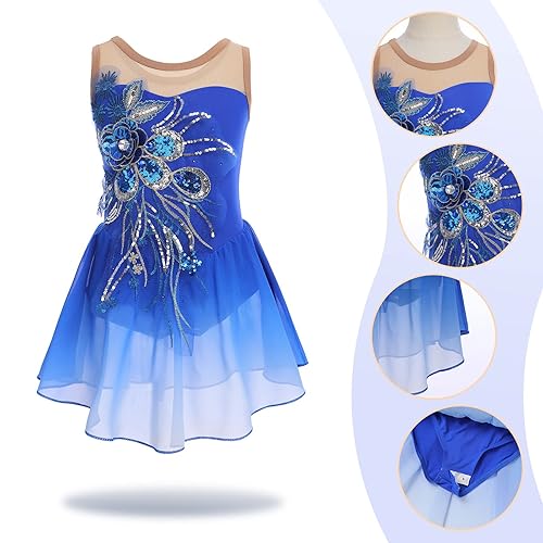 Girl Ice Figure Skating Dress Ballett Dance Leotard Rhythmic Gymnastics Bodysuit Shiny Sequin Flower Sleeveless Gradient Chiffon Flowy Skirt Competition Custume Performance Dancewear Royal Blue 11-12Y in Saudi Arabia | Whizz Dresses Girl Ice Figure Skating Dress Ballett Dance Leotard Rhythmic Gymnastics Bodysuit Shiny Sequin Flower Sleeveless Gradient Chiffon Flowy Skirt Competition Custume Performance Dancewear Royal Blue 11-12Y in Saudi Arabia | Whizz Dresses