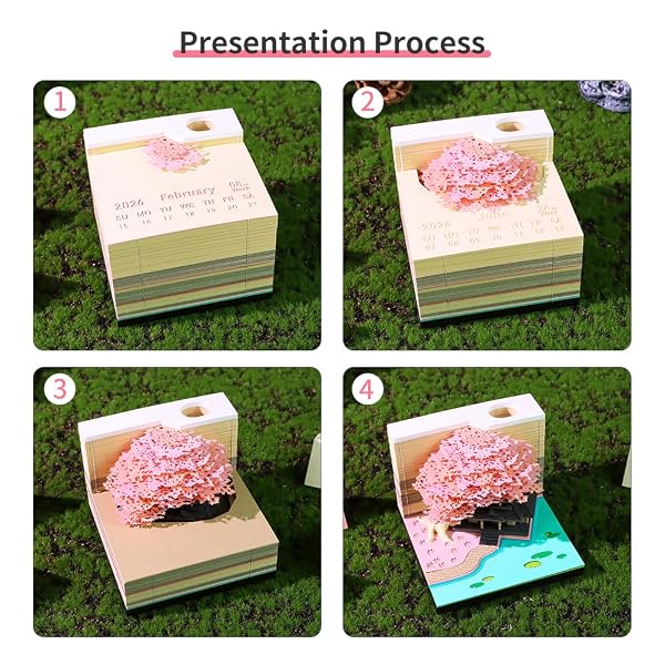 2026 TIME PIECE CALENDAR 3D CASTLE DESK CALENDAR MEMO PAD PAPER TEAR AWAY CARVING ART NOTEPAD GIFT FOR VALENTINE’S DAY GIFT HOUSEWARMING OFFICE DESKTOP DECORATION (WITH CALENDAR & LIGHT)