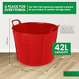 Neat. 42L Flexi Tubs Pack Red with Handles - Large Garden Buckets 3 Pack view 2