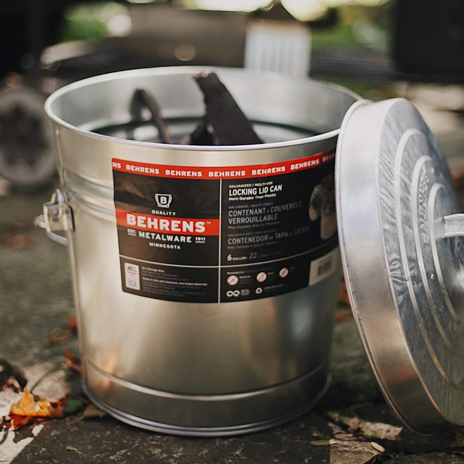 Behrens Galvanized Steel Can with Locking Lid 6 Gallon: Garden & Outdoor
