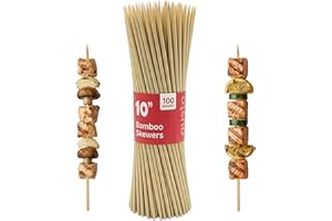 Gusto [10 Inch - 100 Count] Bamboo Skewers for Shish Kabob, Grilling, Fruits, Appetizers, and Cocktails - Formerly Comfy Pack