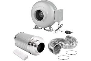 iPower 4 Inch 154 CFM Inline Ventilation Fan with Variable Speed Controller and 4” Air Carbon Filter 8 Feet Ducting, Combo Set for Grow Tent