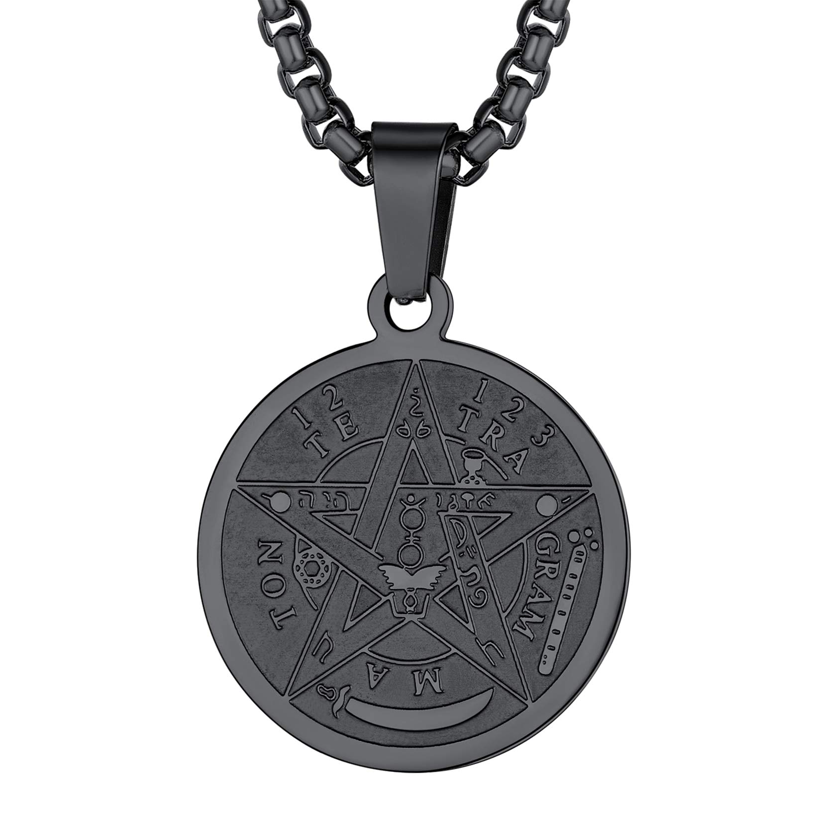 U7 Pentagram Pentacle Gothic Black Necklace Wiccan Witchcraft Pagan Gifts Pendant