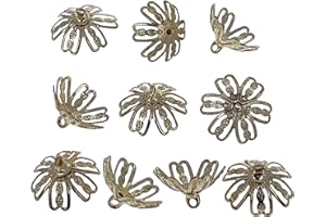 BESTPYSANKY 10 Large Gold Tone Metal Ornament Caps - Ball or Egg Top Findings, End Caps 0.59 Inches