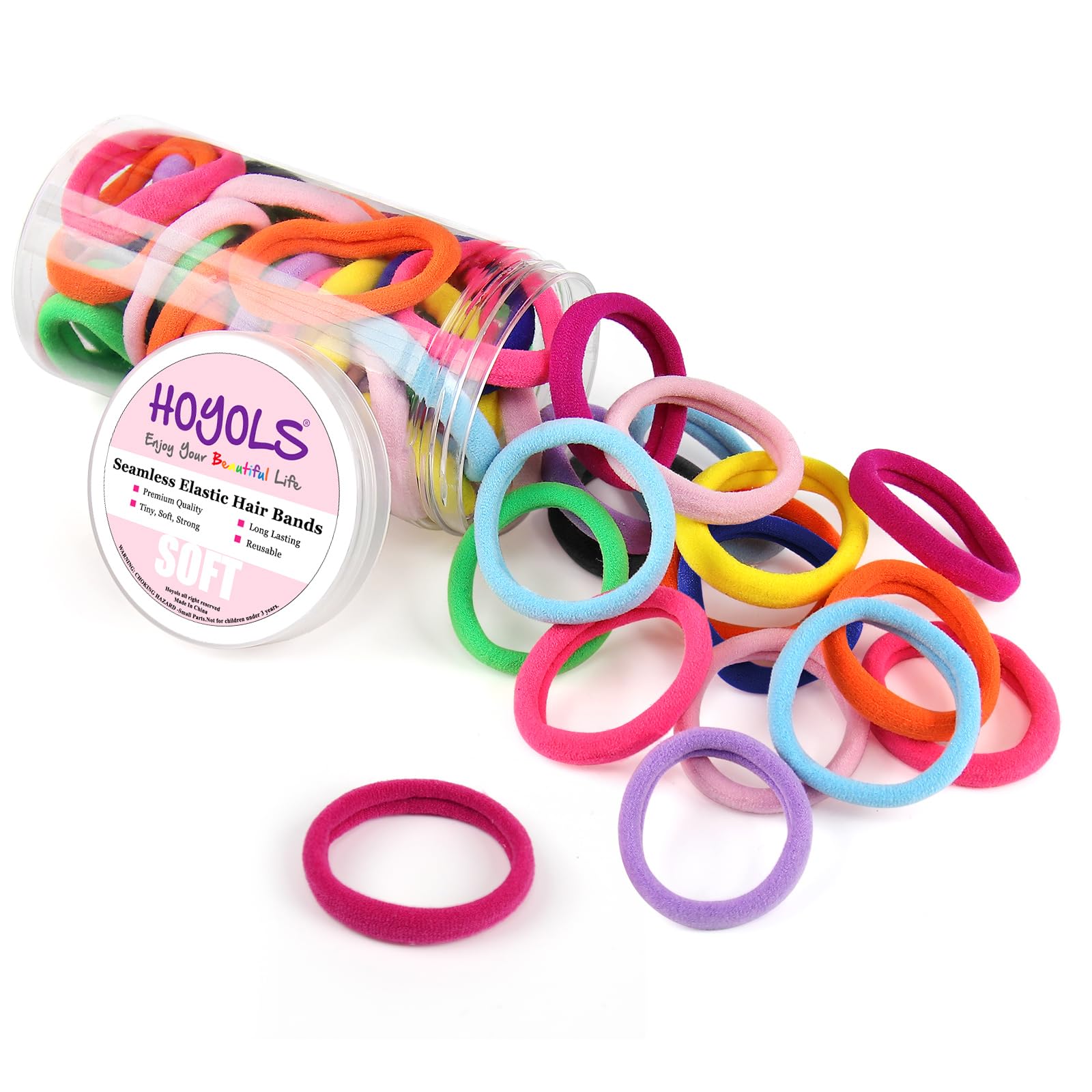 Seamless Hair Band Small Hair Ties Ponytail Holder No Crease Damage 4cm (10 Muilt Color Set)