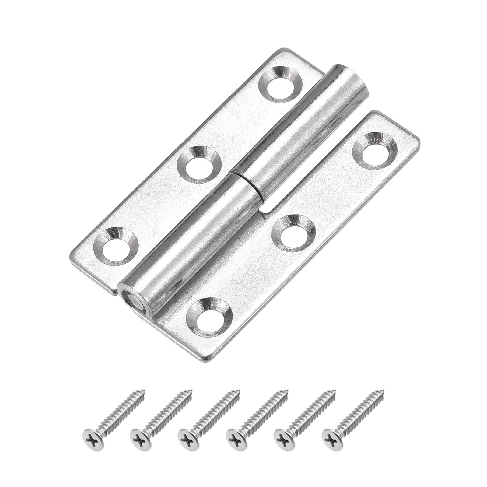 METALLIXITY Lift Off Hinge (64mm/2.5"), 304 Stainless Steel Right-Hand Slip Joint Small Flag Hinges - for Cabinet Door, Silver Tone