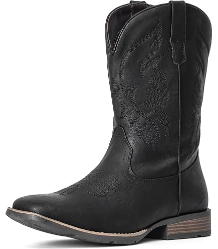 IUV Cowboy Western Boots Black Embroidered Men\'s Size‎ 14 Amazon.com | IUV Cowboy Boots for Men Western Boots Square  main image 3
