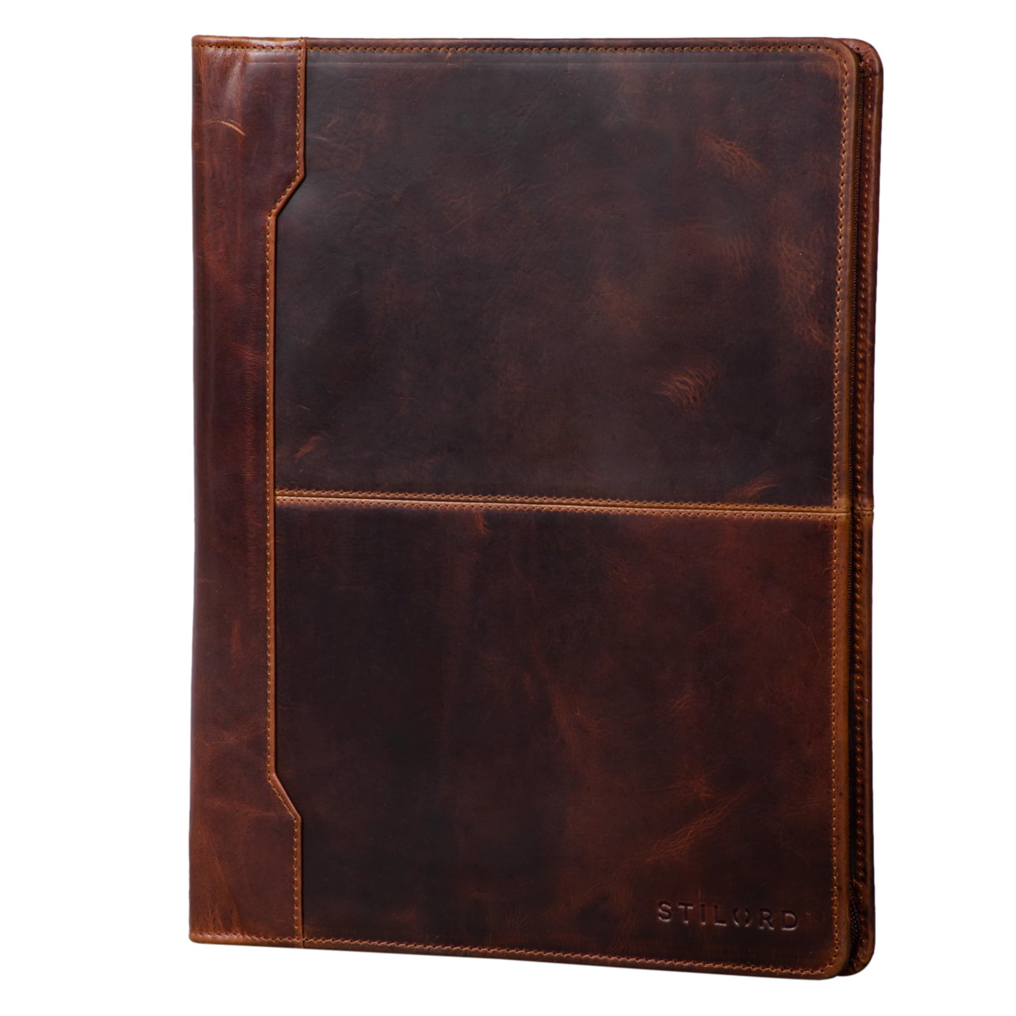 STILORD 'Harrison' Leather Conference Map for 12' Tablets iPads Folder Business Portfolio Document Folder Genuine Leather, Colour:Kara - Cognac