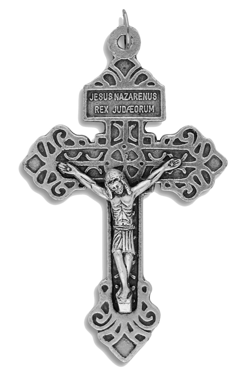 Silver Tone Pardon Cross Crucifix Pectoral Pendant for Men Women, 2 1/4 Inch by Religious Gifts