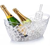 OBTANIM Clear Acrylic Ice Buckets Large Champagne Drink Cooler Storage Ice Tub with Scoops for Beer Cocktails Wine Beverage Home Parties Bar Cooling Supplies