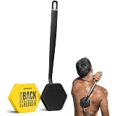TOOLETRIES Silicone Back Scrubber for Shower, Body Brush - Charcoal | Extra-long ergonomic handle shower brush for men, designed to exfoliate, deep clean and easily reach your entire back.
