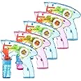 Prextex Multicolor Wind Up Bubble Gun for Kids, 5pk - LED Light Up Bubble Guns, Bubble Blowers, Bubble Gun Blasters - Indoor & Outdoor Fun, Kid Gifts, Toy for Kids, Boys, Girls - No Batteries Needed