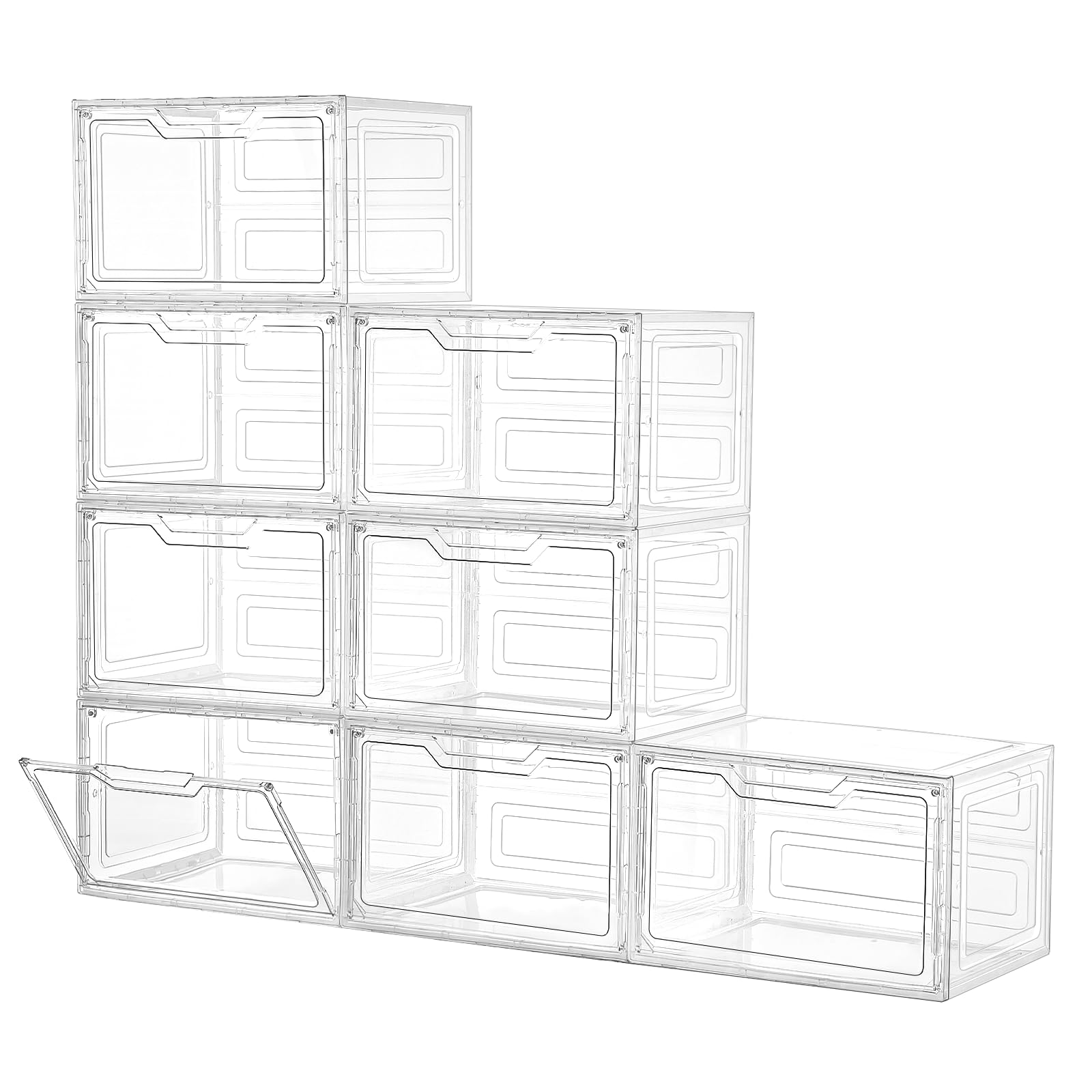 Photo 1 of Freebat Closet Organizers and Storage, Acrylic Clear Plastic Storage Bins with Magnetic Door, 8 Pack Storage Containers for Clothes Home Organization Purse Bag Cabinet Display Closet Organizer System
