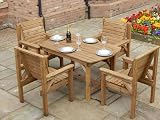 Staffordshire 4ft 6in Wooden Garden Patio Set Table + 4 Chairs view 5