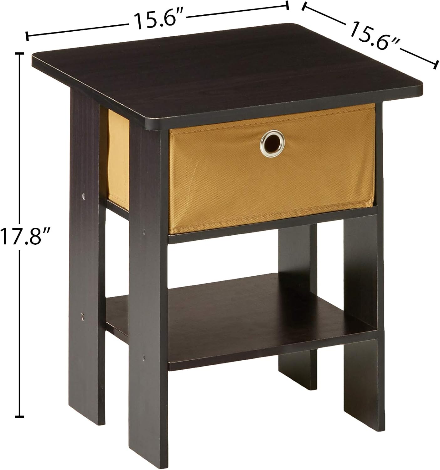 Furinno End Table Bedroom Night Stand, Petite, Espresso, Set of 2: Furniture & Decor