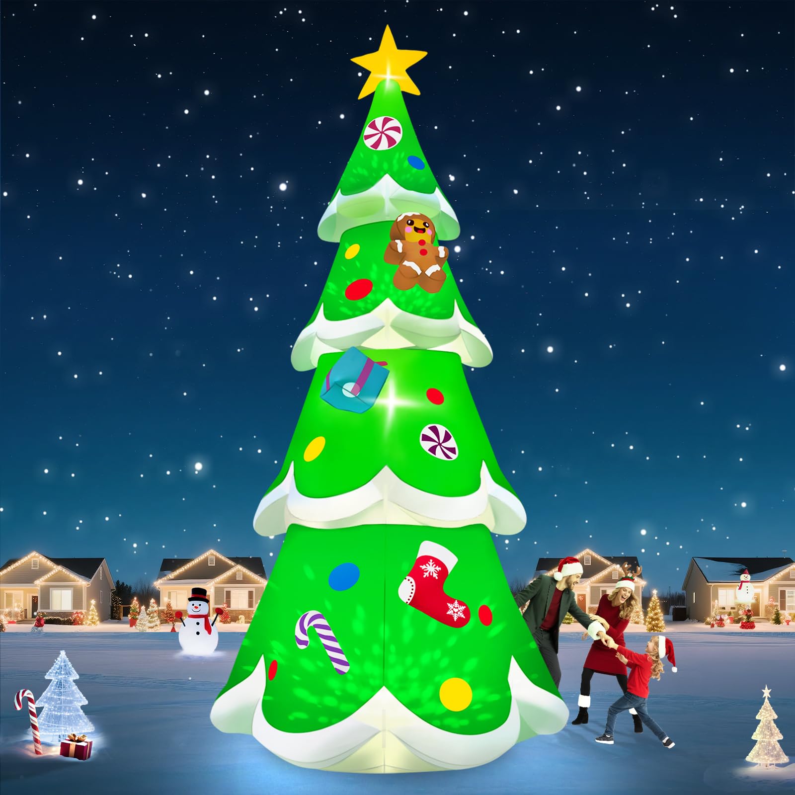 Photo 1 of 20FT Christmas Tree Inflatable with LED Light, Kalolary Giant Christmas Yard Inflatables Outdoor Xmas Blow-Up Outdoor Decoration for Holiday Party Courtyard Lawn Shopping Mall Street