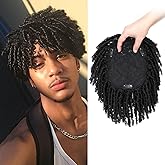 Ms Taj 7Inch Short Dreadlock Hair Topper Wig for Men Synthetic Dreadlocks Hair Natural Black Wiglets Hairpieces Short Locs Hair Toppers for Men with Thinning Hair