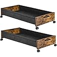 FOUCSSOMEI Under Bed Storage Longer Size, 2 Packs Under Bed Drawers on Wheels, Storage Chest Trunks, Wooden Under Bed Storage, Metal Frame, for Clothes Books Blankets Toys, Patented Design