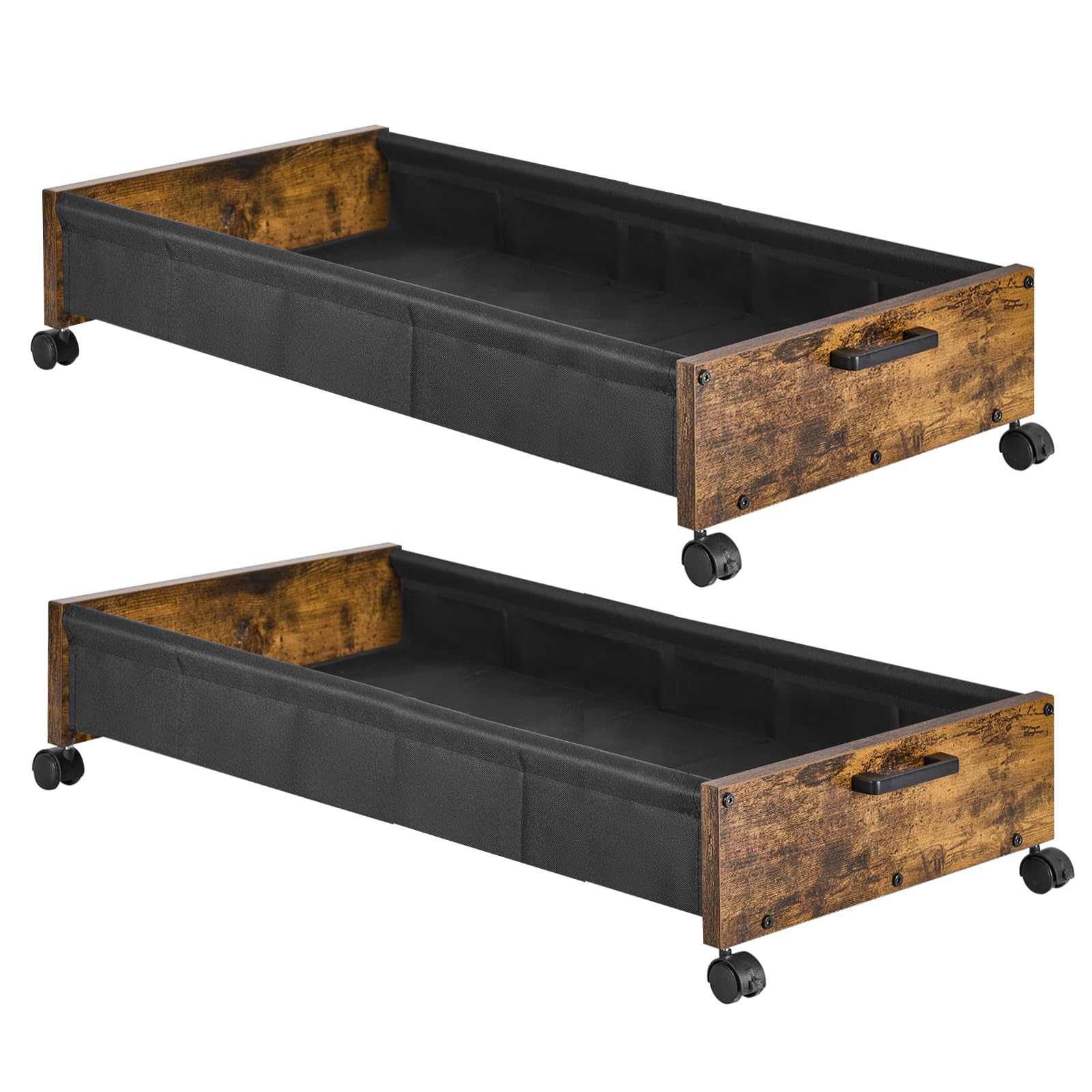Photo 1 of FOUCSSOMEI Under Bed Storage with Wheels, Longer Size 31.5" in, Under Bed Storage Containers, Storage Box, Wooden Under Bed Drawers, Metal Frame, for Clothes Books Blankets Toys, Patented Design