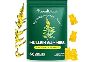 Beyxdu Mullein Gummies for Lungs Mullein Leaf Extract for Lungs 2000mg Mullein Gummies for Lungs, Respiratory Digestive Immune Support, 60 Gummies