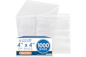 Spartan Industrial - 4" X 4" Clear Zip Bags (1000 Count) Heavy Duty 4 Mil Plastic Bags With Resealable Zipper to Bag Bolts, S