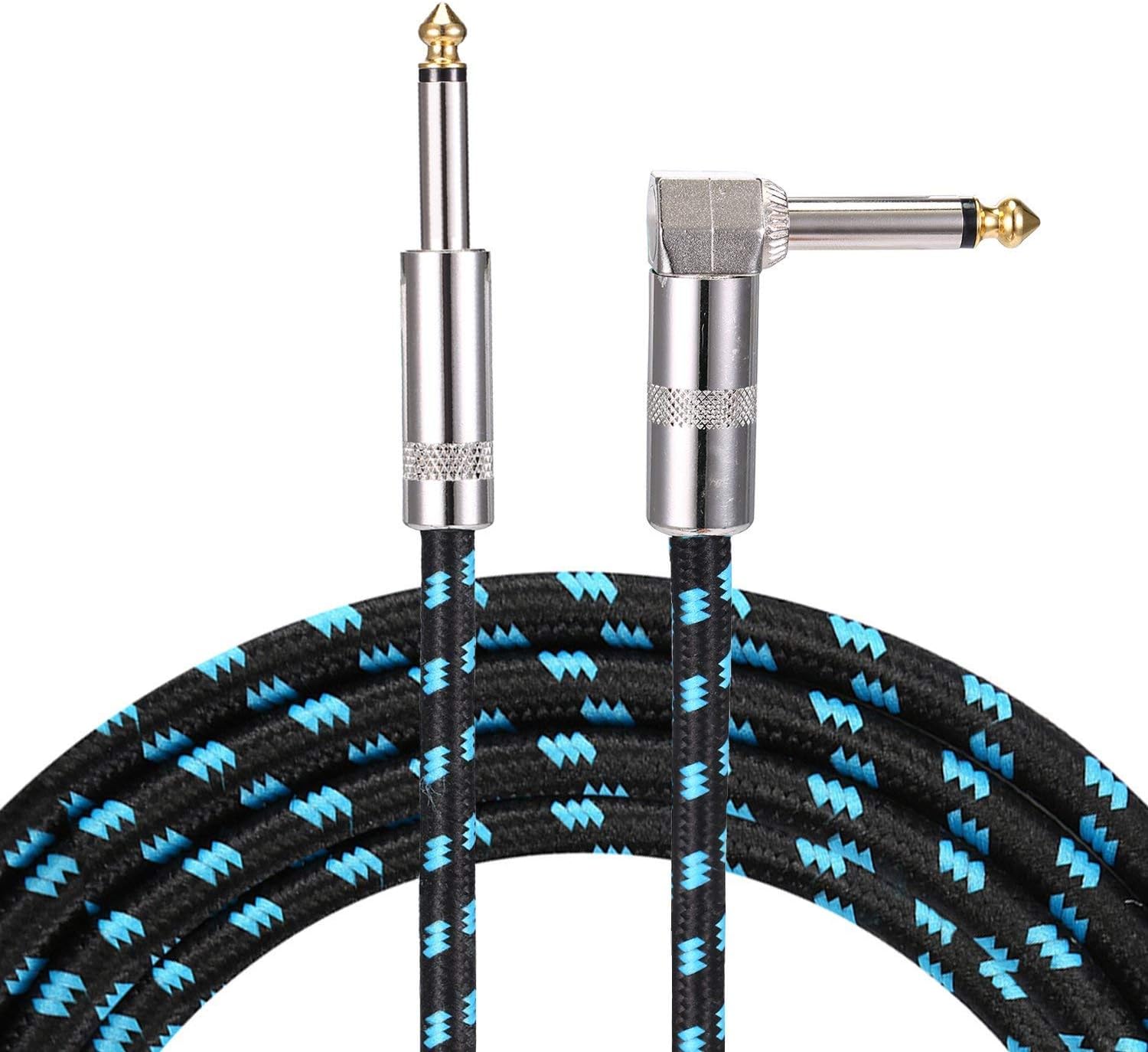 15 ft Guitar Bass Amp Cable Right Angle 1/4 Inch Premium Instrument