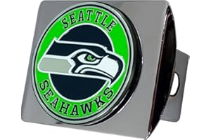 NFL Chrome Metal Hitch Cover with 3D Colored Team Logo by FANMATS - Unique Roundel Molded Design - Easy Installation on Truck, SUV, Car - Ideal Gift for Die Hard Football Fans