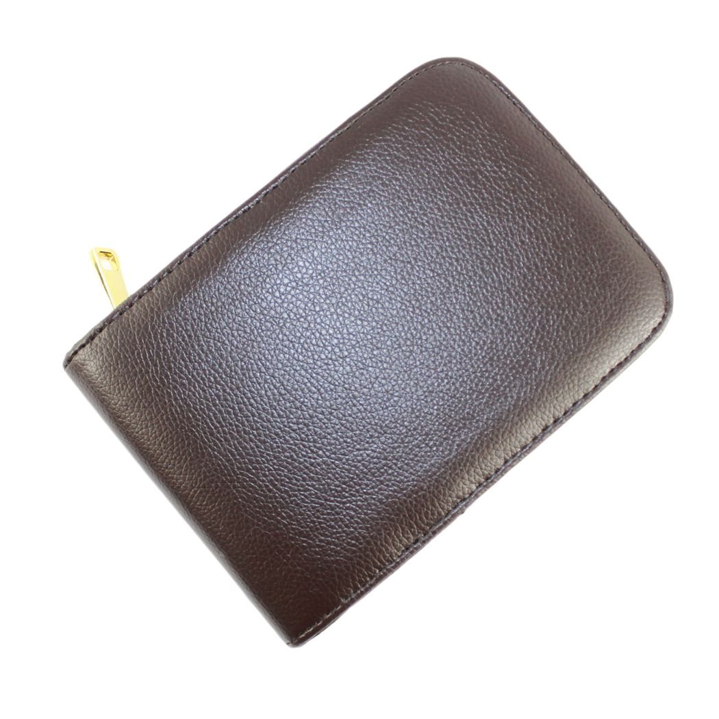 Fountain Pen Case for 12 Pens Leather Brown with Golden Zipper