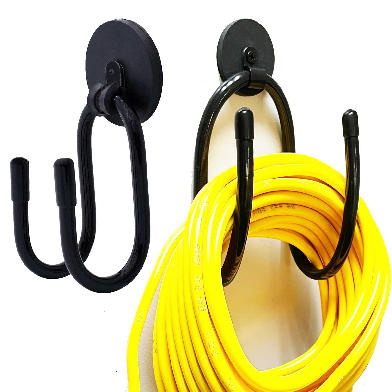 2 Pack Magnetic Extension Cord Holder Hanger Organizer Cable Hanger Cord Storage Hanging Hook for House, Basement, RV, Garage - Cables, Hoses, Ropes- Type W