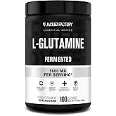 Jacked Factory L-Glutamine Powder 100 Servings - Vegan Fermented L Glutamine Supplement for Post Workout Muscle Recovery, Immunity, Digestive Health | No Artificial Filler - Unflavored