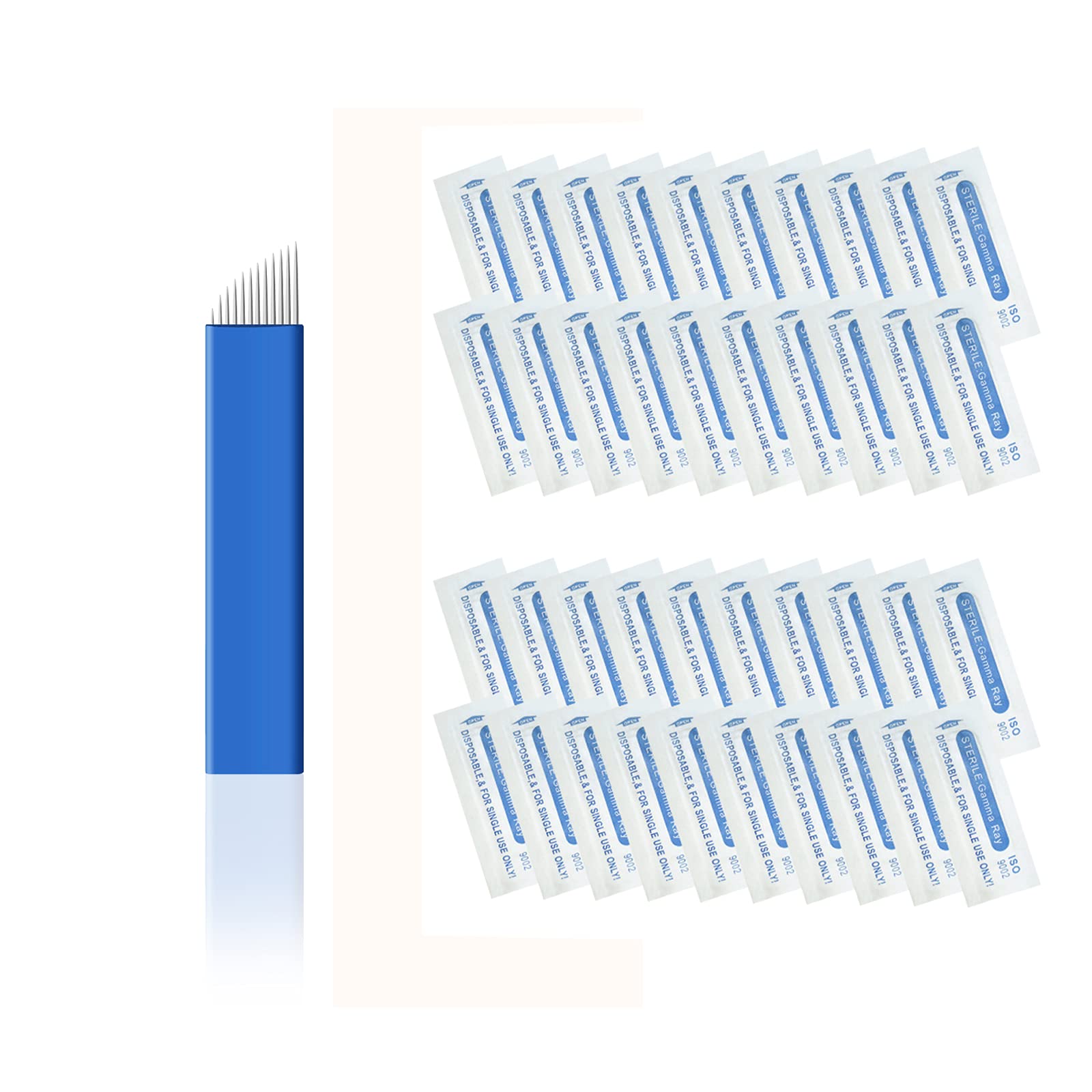 Pinkiou 12 Pin Microblading Blade Eyebrow Tattoo Needles for Manual Eyebrow Permanent Makeup Supplies (Pack of 50) — image 1