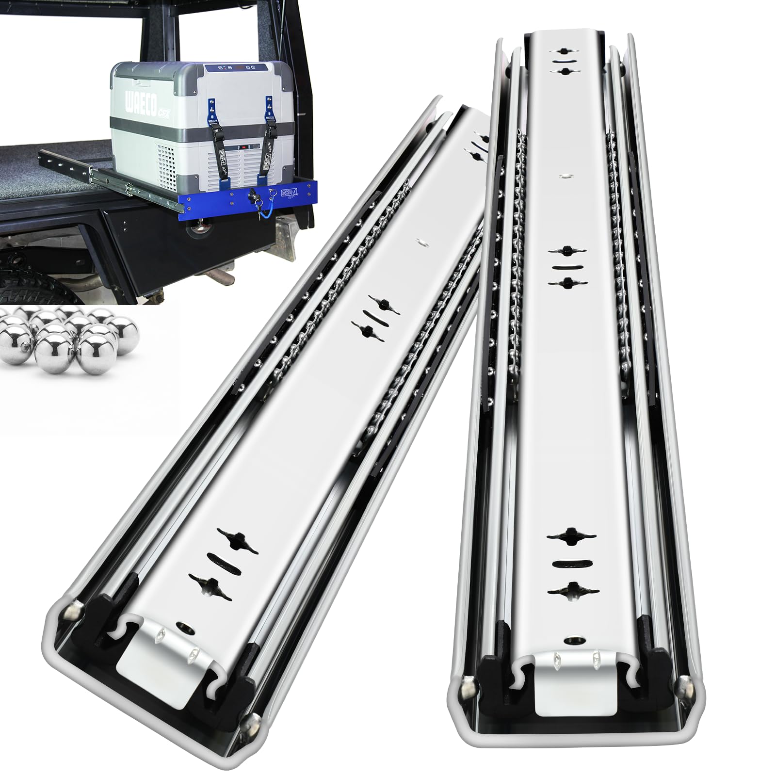 QWEZIX Heavy Duty Drawer Runners Slides Full Extension 300 350 400 450 500 550 600 650 700 750 800 850 900 950 1000 mm Side Mount Ball Bearing Rails Track Guide Glides 109 KG 1 Pair (No Lock,600mm)