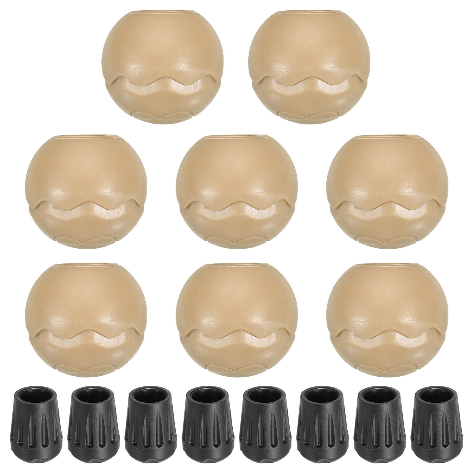 PATIKIL 0.55 Inch Chair Feet Replacement, 8 Pack TPE Outdoor Camping Chair Leg Tips Ball Cap Folding Chair Legs Floor Protectors Stability on Rugged Fit for 0.55"(14mm) Chair Feet, Beige